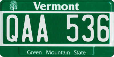 VT license plate QAA536