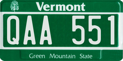 VT license plate QAA551