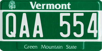 VT license plate QAA554
