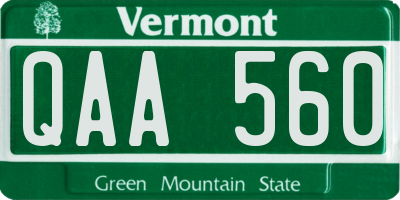 VT license plate QAA560