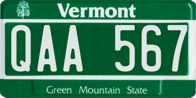 VT license plate QAA567