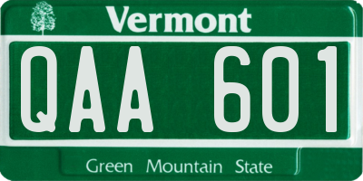VT license plate QAA601