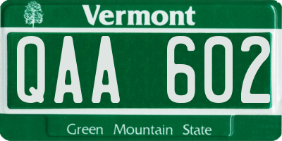 VT license plate QAA602