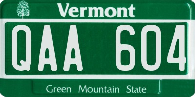 VT license plate QAA604