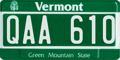 VT license plate QAA610