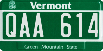 VT license plate QAA614