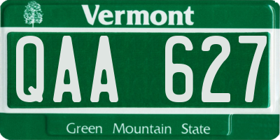 VT license plate QAA627
