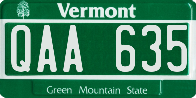 VT license plate QAA635