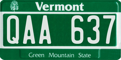VT license plate QAA637