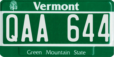 VT license plate QAA644