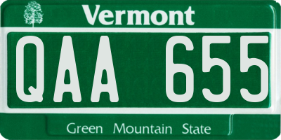 VT license plate QAA655