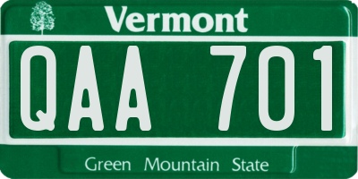 VT license plate QAA701