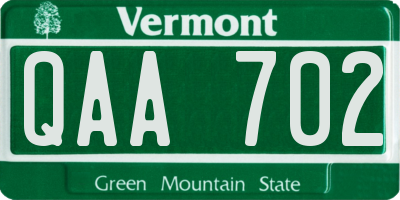 VT license plate QAA702