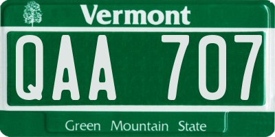 VT license plate QAA707