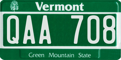 VT license plate QAA708