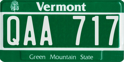 VT license plate QAA717