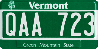 VT license plate QAA723