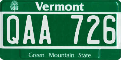 VT license plate QAA726