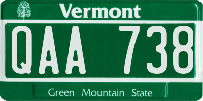 VT license plate QAA738