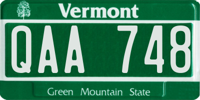 VT license plate QAA748