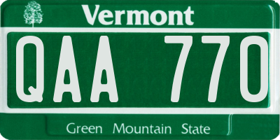 VT license plate QAA770