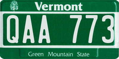 VT license plate QAA773