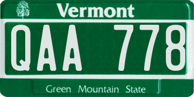 VT license plate QAA778