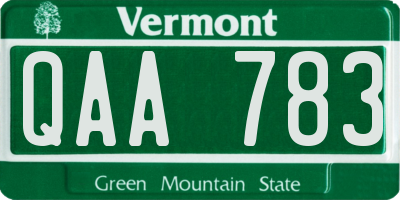 VT license plate QAA783