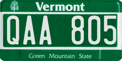 VT license plate QAA805