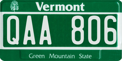 VT license plate QAA806