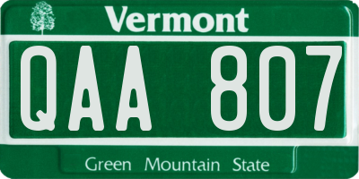VT license plate QAA807
