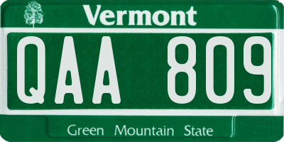 VT license plate QAA809