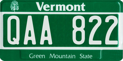 VT license plate QAA822