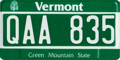 VT license plate QAA835