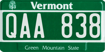 VT license plate QAA838