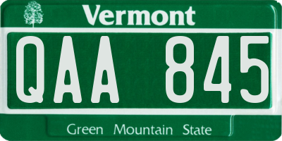 VT license plate QAA845