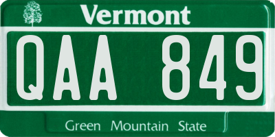 VT license plate QAA849