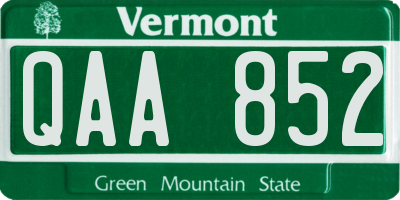 VT license plate QAA852