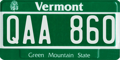VT license plate QAA860
