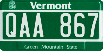 VT license plate QAA867