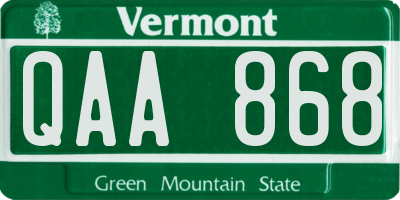 VT license plate QAA868