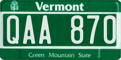 VT license plate QAA870