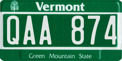 VT license plate QAA874
