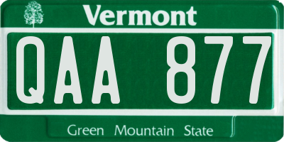 VT license plate QAA877