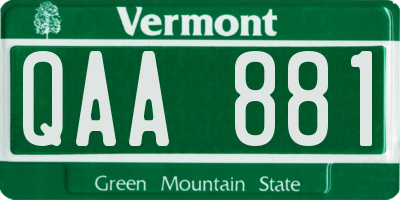 VT license plate QAA881
