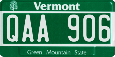 VT license plate QAA906