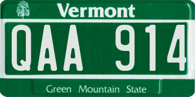 VT license plate QAA914