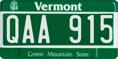 VT license plate QAA915