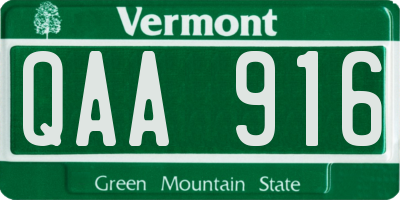 VT license plate QAA916