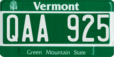 VT license plate QAA925